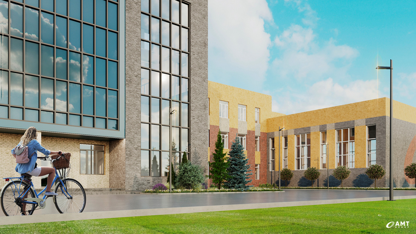 Визуализация экстерьера школы в с. Марусино