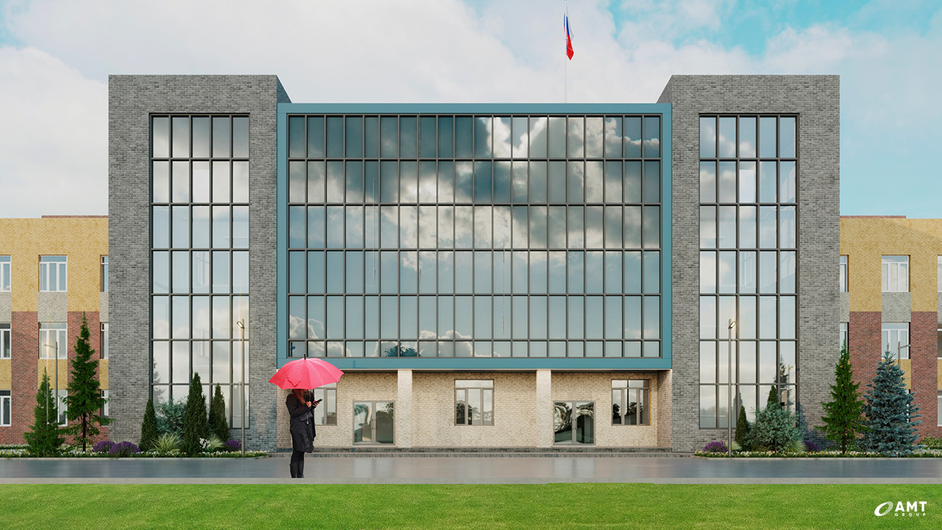 Визуализация экстерьера школы в с. Марусино